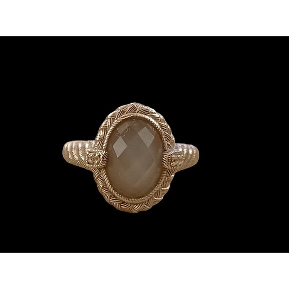 Judith Ripka 925 Sterling Silver Oval Natural Stone Size 9.75 Statement Ring - Picture 8 of 8